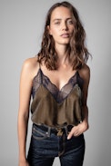 Christy Velvet Camisole - Women's green velvet camisole