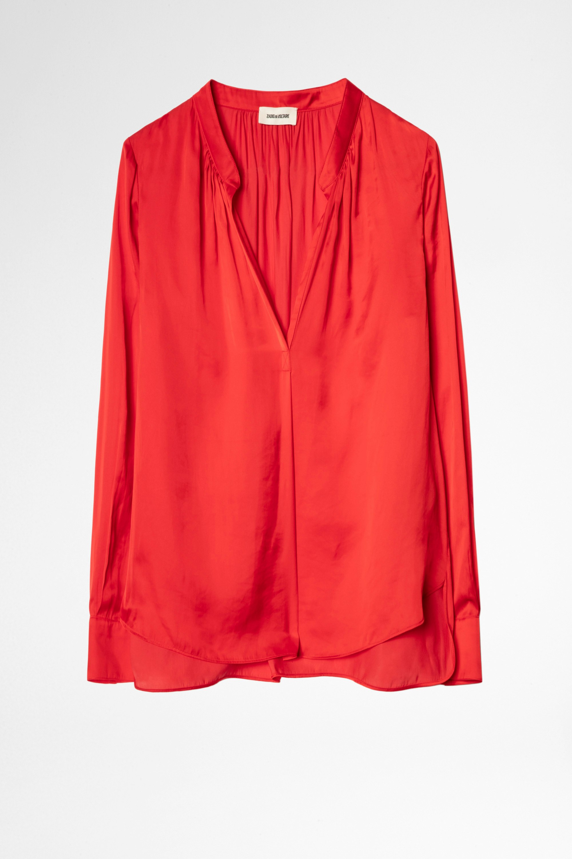 Bluse aus Satin Tink Rote, seidig-glänzende Damentunika