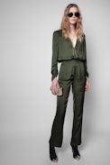 Captain Satin Jumpsuit - Women's black satin jumpsuit