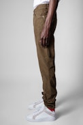 David Velvet Trousers - Men’s beige corduroy trousers