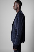 Viks Velvet Jacket - Men's navy blue velvet jacket