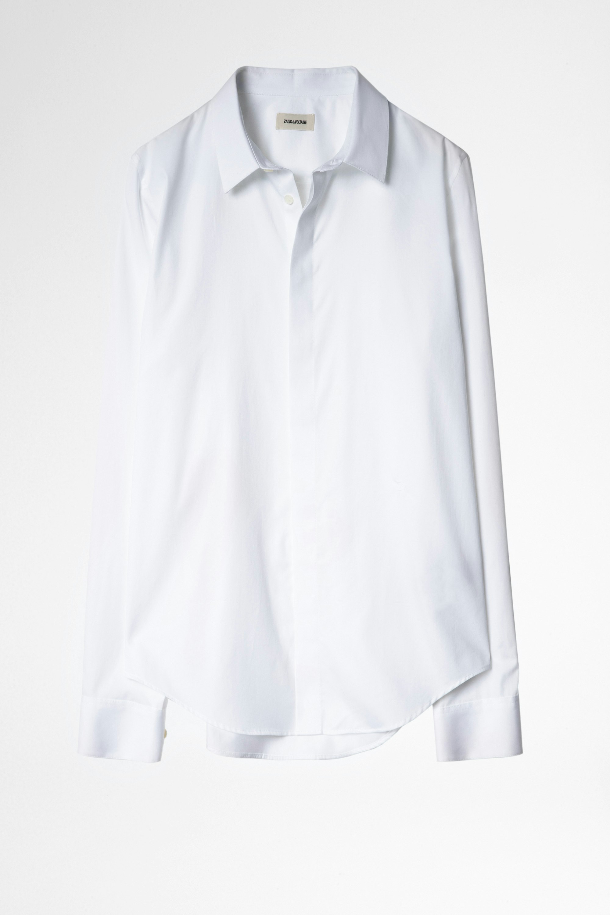 Hemd Sydney Pop Weißes Herrenhemd aus bestickter Baumwolle.