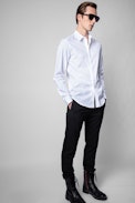 Camicia Sydney Pop - Camicia bianca da uomo in cotone ricamato