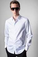 Camicia Sydney Pop - Camicia bianca da uomo in cotone ricamato