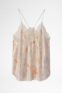 Christy Lame Camisole - Women's iridescent beige camisole