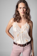 Christy Lame Camisole - Women's iridescent beige camisole