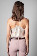 Christy Lame Camisole - Women's iridescent beige camisole