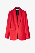 Date Gabardine Blazer - Women’s red wide crewneck blazer