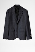 Viks Jacket - Men's navy blue wool jacket