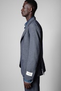 Viks Jacket - Men's navy blue wool jacket