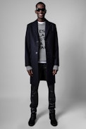 Manteau Matt - Manteau droit en laine bleu marine