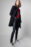 Marco Coat - Straight-cut navy blue wool coat
