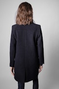 Marco Coat - Straight-cut navy blue wool coat