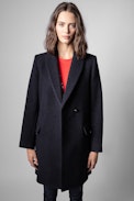 Marco Coat - Straight-cut navy blue wool coat