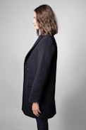 Marco Coat - Straight-cut navy blue wool coat