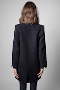 Marco Coat - Straight-cut navy blue wool coat