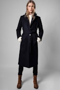 Abrigo Monaco - Abrigo de mujer de lana azul marino