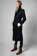 Abrigo Monaco - Abrigo de mujer de lana azul marino
