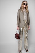 Leather Pants Poete Gold Foil - Women's gold foil leather pants