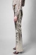Leather Pants Poete Gold Foil - Women's gold foil leather pants