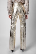 Leather Pants Poete Gold Foil - Women's gold foil leather pants