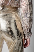 Leather Pants Poete Gold Foil - Women's gold foil leather pants