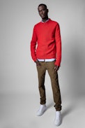 Pullover Kennet - Roter Herren-Strickpullover in Used-Optik