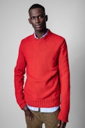 Pullover Kennet - Roter Herren-Strickpullover in Used-Optik
