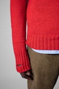 Pullover Kennet - Roter Herren-Strickpullover in Used-Optik