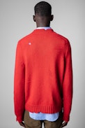 Pullover Kennet - Roter Herren-Strickpullover in Used-Optik