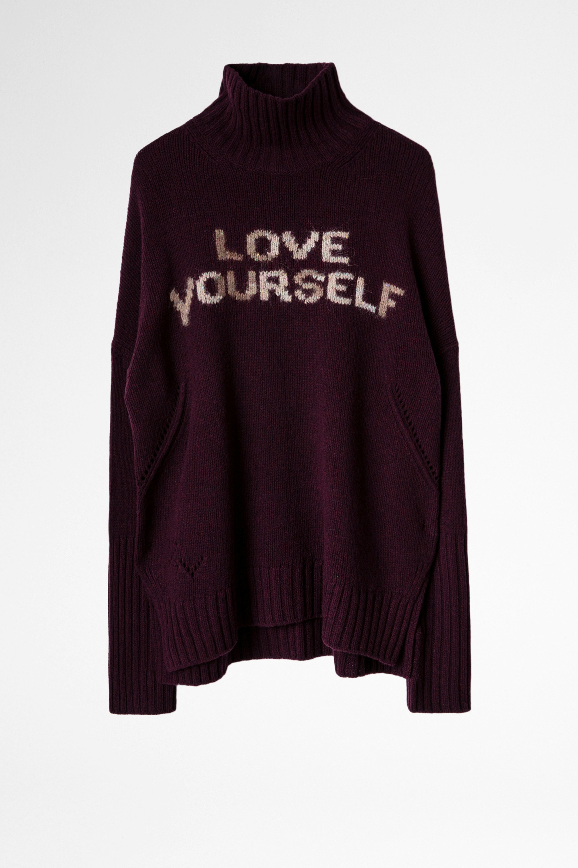 Alma Sweater Women's grey wool Love Yourself turtleneck sweater