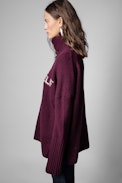 Jersey Alma - Jersey de mujer de cuello vuelto de lana gris Love Yourself