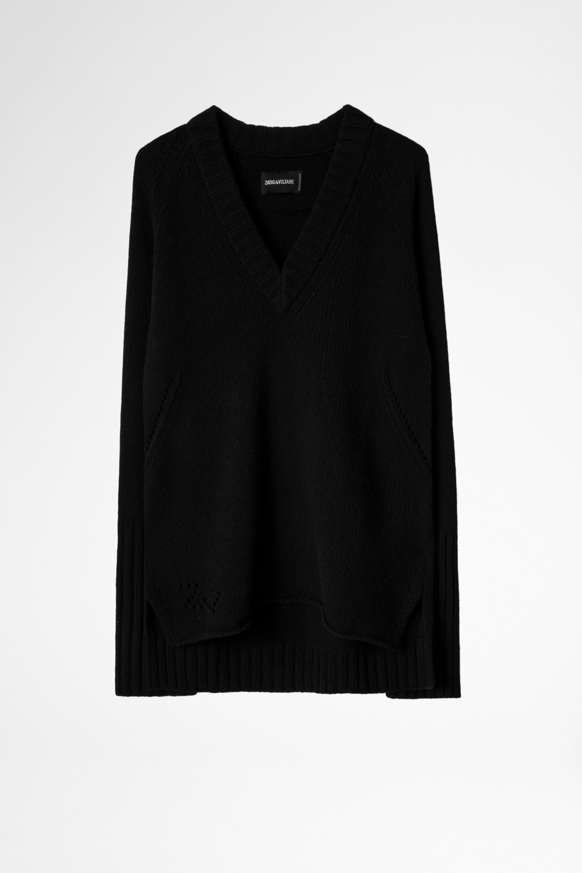 Valmy Sweater Women's black wool ‘J'ai rêvé d'amour’ sweater