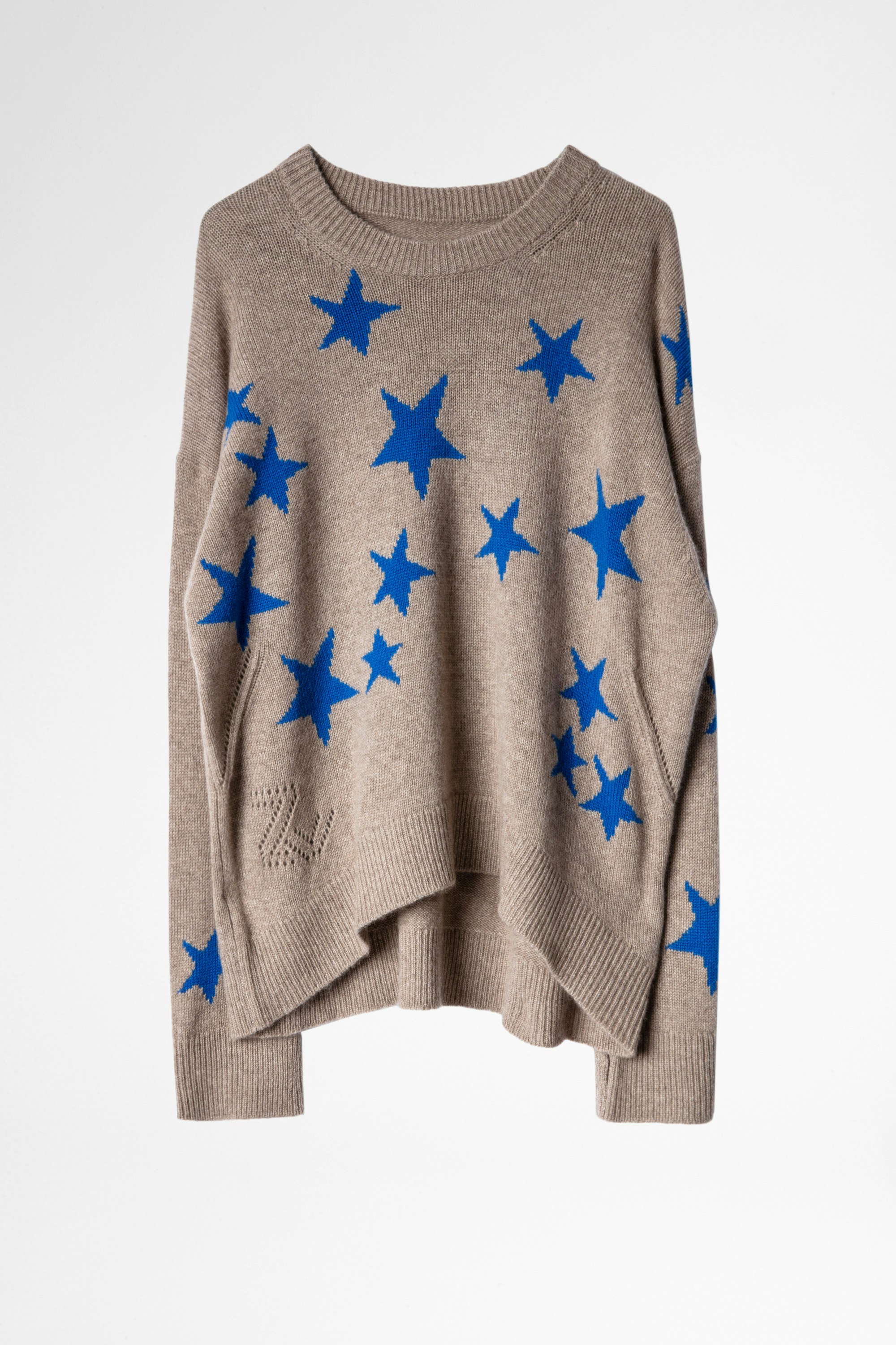 Markus Cashmere Sweater Women's cappuccino cashmere sweater with star pattern
