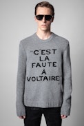 Kennedy La Faute À Voltaire Sweater - Men’s grey merino wool La Faute à Voltaire sweater.