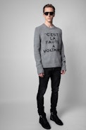 Kennedy La Faute À Voltaire Sweater - Men’s grey merino wool La Faute à Voltaire sweater.