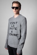 Kennedy La Faute À Voltaire Sweater - Men’s grey merino wool La Faute à Voltaire sweater.