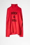 Jersey Alma - Jersey de mujer rojo de cuello vuelto Rock and roll