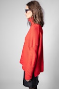 Jersey Alma - Jersey de mujer rojo de cuello vuelto Rock and roll