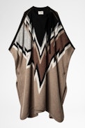 Clyde Coat - Women’s camel patterned poncho coat