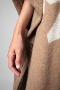 Clyde Coat - Women’s camel patterned poncho coat