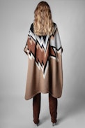Clyde Coat - Women’s camel patterned poncho coat