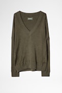 Brumy Sweater - Women’s khaki wool sweater