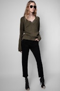 Brumy Sweater - Women’s khaki wool sweater
