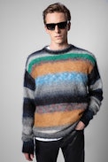 Loris Striped Sweater - Men’s wool and mohair sweater with multicoloured stripes