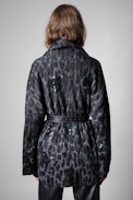 Manteau Maya - Manteau imprimé léopard gris à paillettes Femme