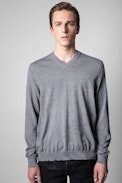 Jersey Vasko Patch - Jersey negro de hombre de lana merina con coderas