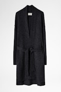 Rosany Coat - Women’s grey wool long cardigan