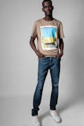 Photoprint Ted T-shirt - Men's beige cotton T-shirt