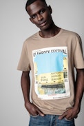 Photoprint Ted T-shirt - Men's beige cotton T-shirt